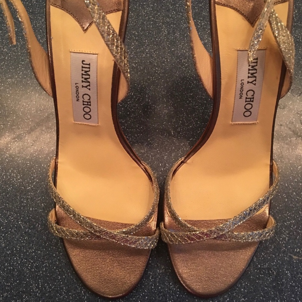 Jimmy choo silver strappy heels